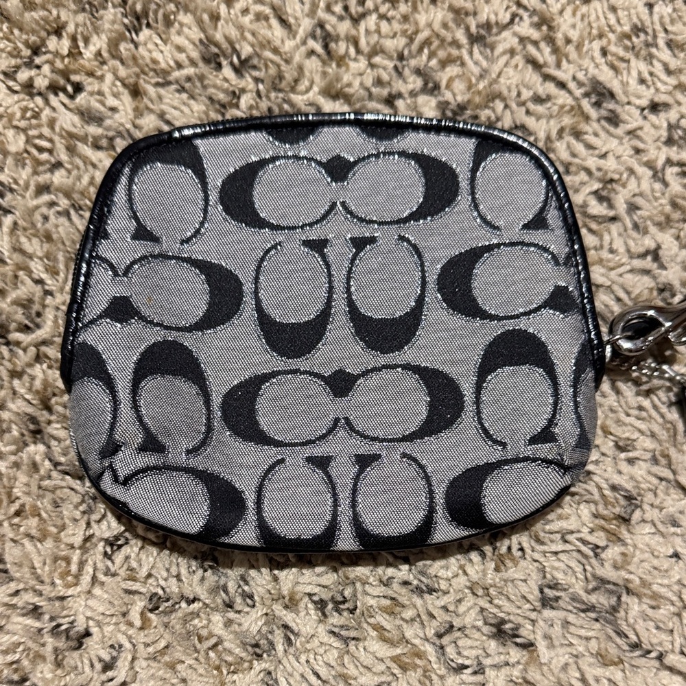 Coach Gray and Black Wristlet with Coach Logo Pattern - Picture 2 of 6